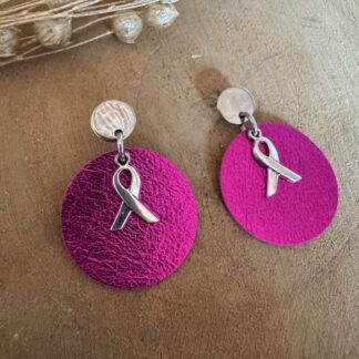 Boucles d'oreilles cuir OCTOBRE ROSE